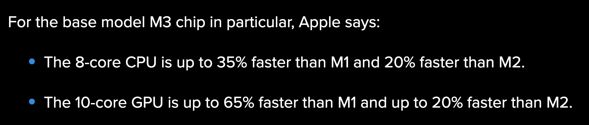 m3 칩 성능 향상 비교 수치